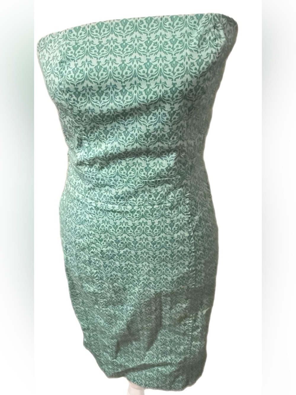 Express Strapless Mint Green Patterned Sheath Dress Size 5/6
